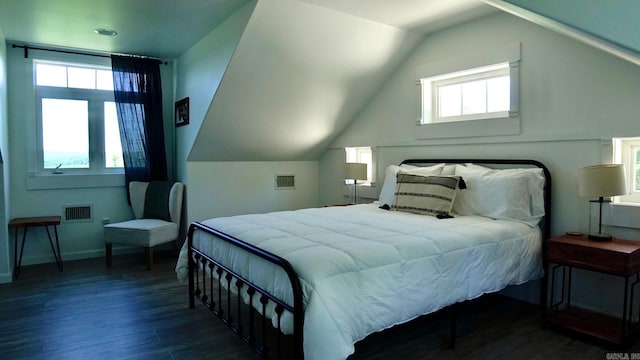 157 E Hawkview Pl, Royal, AR 71968 - bedroom with wood finished floors, multiple windows, and vaulted ceiling