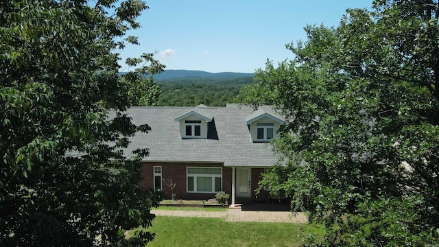 157 E Hawkview Pl, Royal, AR 71968 - cape cod-style house featuring brick siding, a front yard, and a mountain view