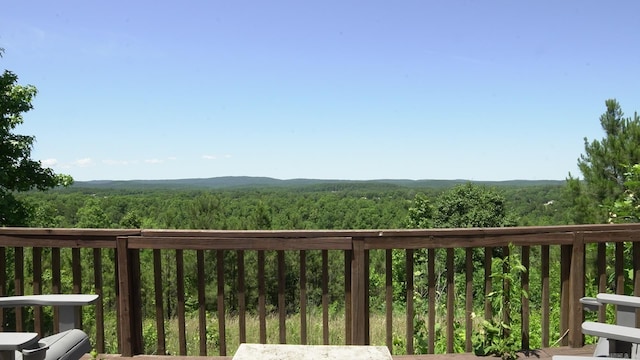157 E Hawkview Pl, Royal, AR 71968 - wooden deck with a wooded view