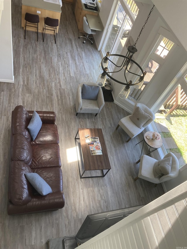 157 E Hawkview Pl, Royal, AR 71968 - living room featuring wood finished floors, healthy amount of natural light, and baseboards