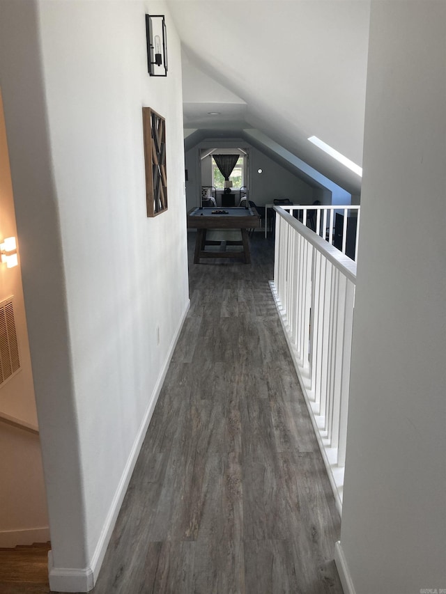 157 E Hawkview Pl, Royal, AR 71968 - corridor with vaulted ceiling, wood finished floors, and baseboards