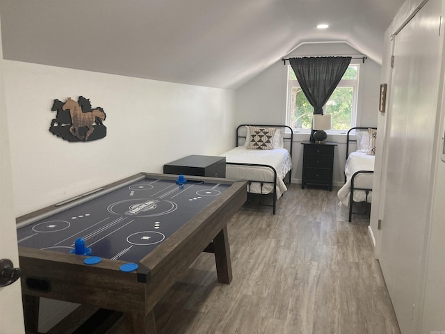 157 E Hawkview Pl, Royal, AR 71968 - bedroom featuring wood finished floors and lofted ceiling