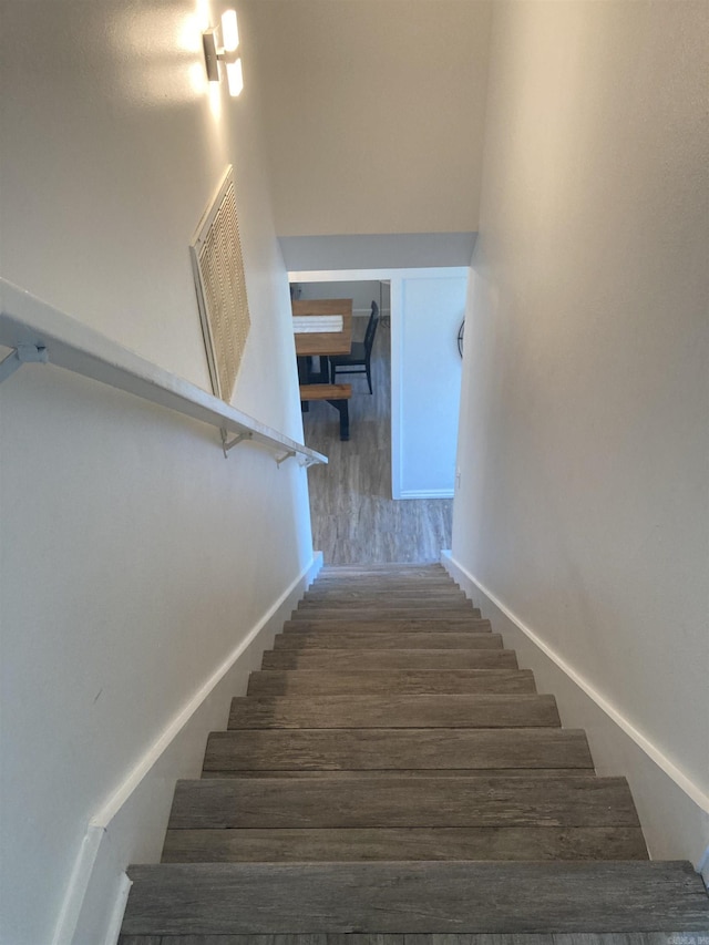 157 E Hawkview Pl, Royal, AR 71968 - stairs with baseboards and wood finished floors