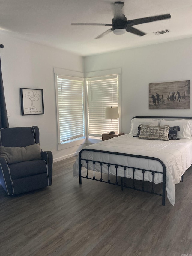 157 E Hawkview Pl, Royal, AR 71968 - bedroom featuring wood finished floors, a ceiling fan, and baseboards