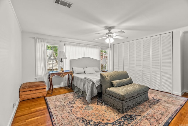 5412 S Grandview St, Little Rock, AR 72207 - bedroom featuring baseboards, wood finished floors, ceiling fan, and ornamental molding