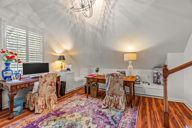 5412 S Grandview St, Little Rock, AR 72207 - office featuring vaulted ceiling, wood finished floors, and baseboards