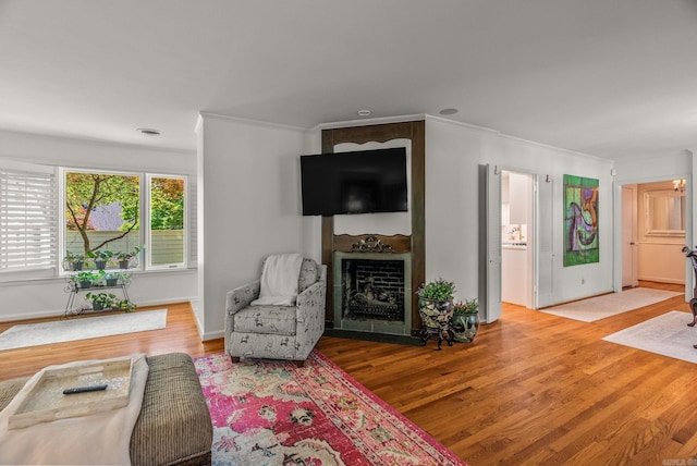 5412 S Grandview St, Little Rock, AR 72207 - living room featuring wood finished floors, a fireplace, and ornamental molding