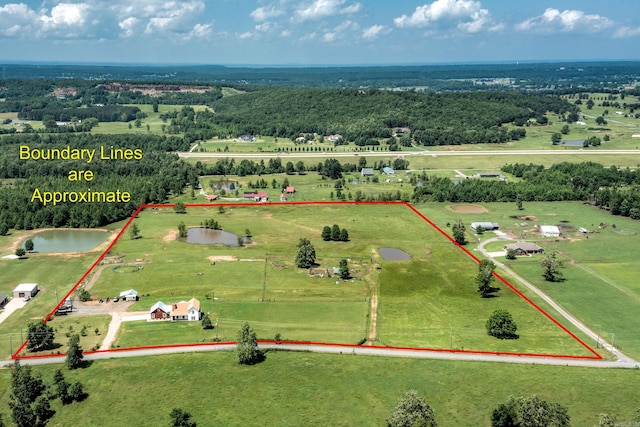 410 Rocky Point Rd, Vilonia, AR 72173 - overview of rural landscape featuring property parcel outlined