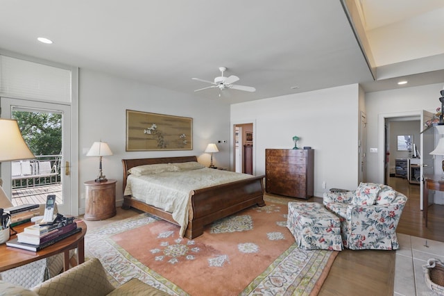 8 River View Pt, Little Rock, AR 72227 - bedroom with access to outside, recessed lighting, and a ceiling fan