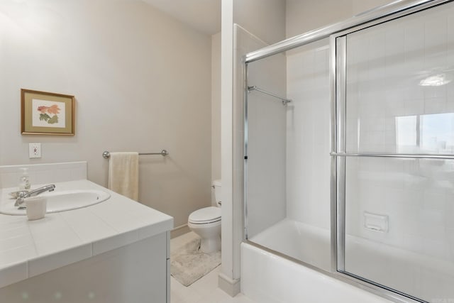 8 River View Pt, Little Rock, AR 72227 - bathroom featuring toilet, vanity, combined bath / shower with glass door, and tile patterned floors
