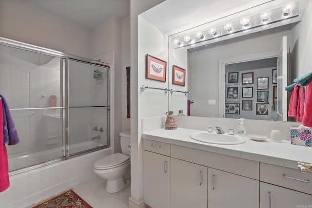 8 River View Pt, Little Rock, AR 72227 - full bath with toilet, vanity, enclosed tub / shower combo, and tile patterned floors