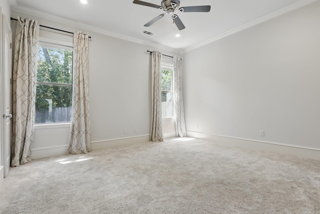 5400 Montgomery Rd, Little Rock, AR 72223 - unfurnished room featuring crown molding, healthy amount of natural light, a ceiling fan, carpet flooring, and recessed lighting