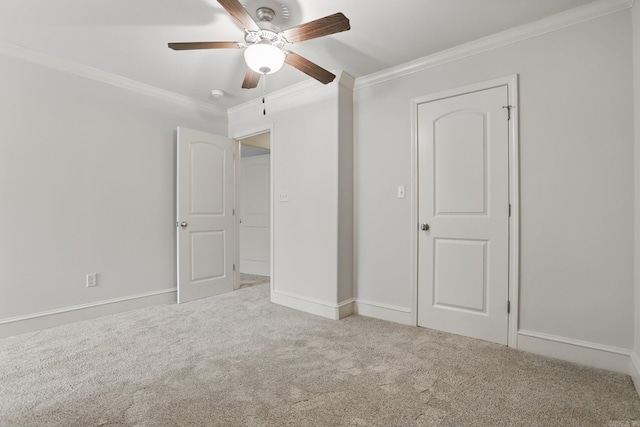 5400 Montgomery Rd, Little Rock, AR 72223 - unfurnished bedroom featuring ornamental molding, carpet flooring, baseboards, and a ceiling fan