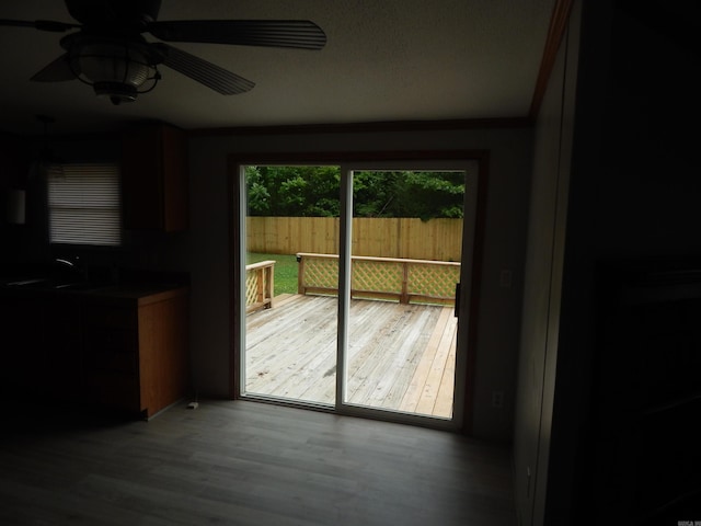 505 Main, West Point, AR 72178 - entryway with wood finished floors, a ceiling fan, and a sink