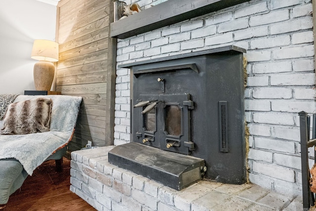 7110 Forest Dale Dr, North Little Rock, AR 72118 - detailed view of wood finished floors and a wood stove