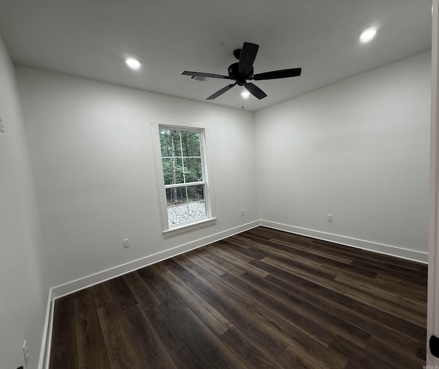 107 Elcano Dr, Hot Springs Village, AR 71909 - unfurnished room featuring dark wood-style floors, recessed lighting, baseboards, and ceiling fan