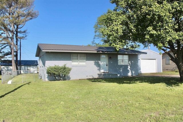 312 S Crossroads, Portia, AR 72457 - view of front of house featuring brick siding, a garage, metal roof, and crawl space