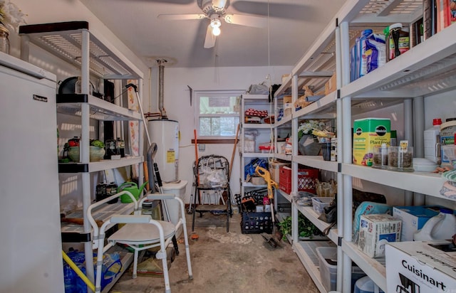2931 Salem Rd, Benton, AR 72019 - storage area with water heater and ceiling fan