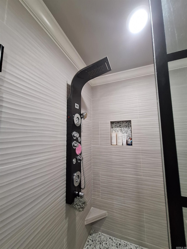 4401 Wagon Trace Cv, White Hall, AR 71602 - full bath featuring a tile shower and ornamental molding