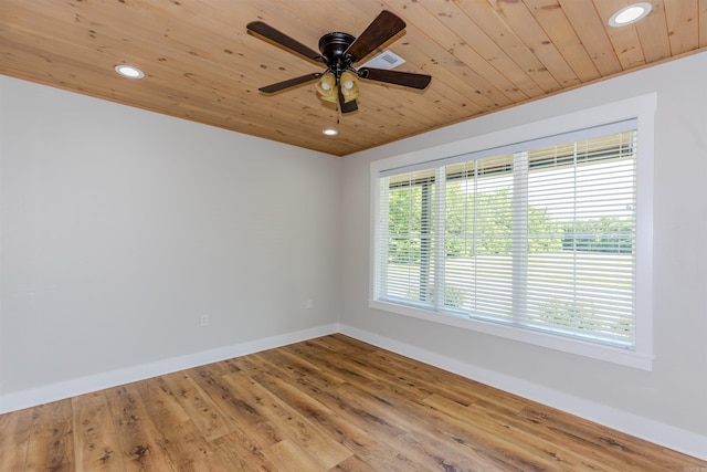 19300 Lake Winona Rd, Paron, AR 72122 - spare room featuring recessed lighting, baseboards, wooden ceiling, wood finished floors, and ceiling fan