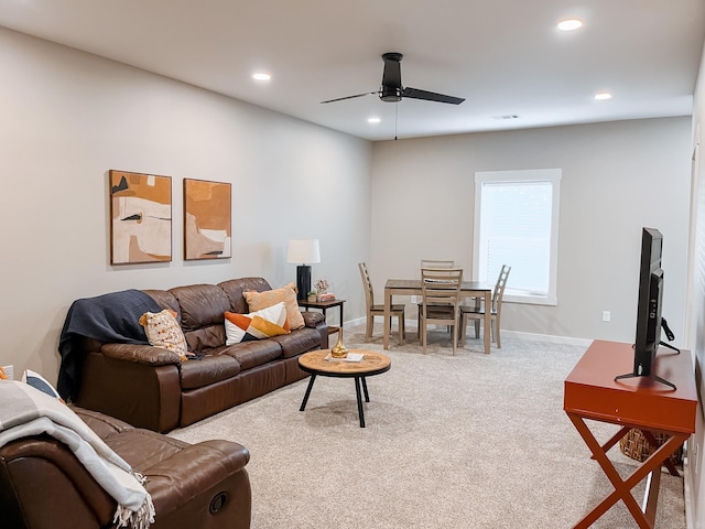 111 Legacy Way, Ward, AR 72176 - living area with ceiling fan, carpet, recessed lighting, and baseboards