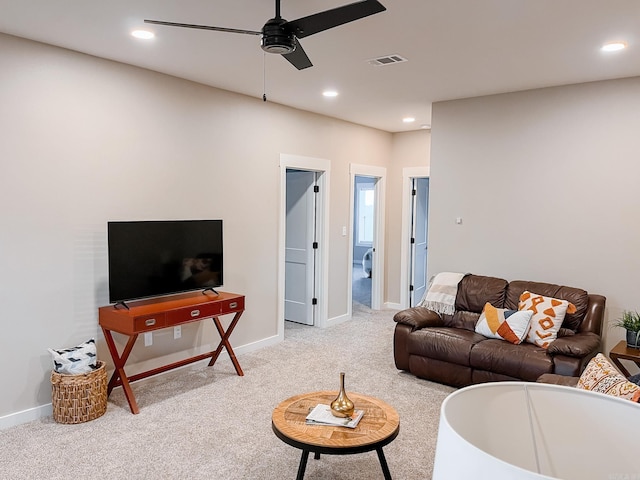 111 Legacy Way, Ward, AR 72176 - living area with ceiling fan, carpet flooring, baseboards, and recessed lighting