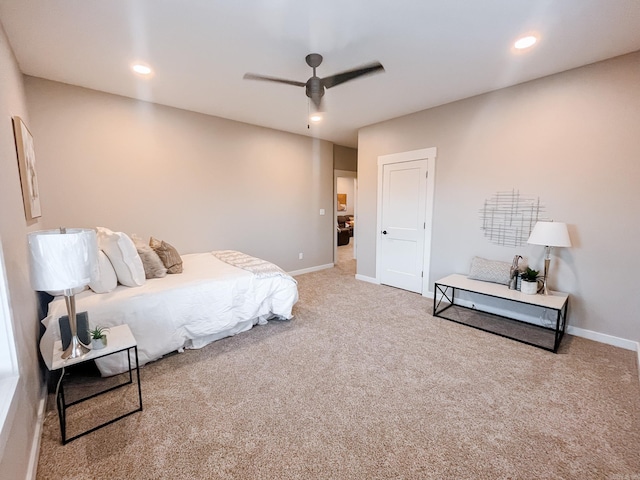 111 Legacy Way, Ward, AR 72176 - bedroom with carpet flooring, baseboards, recessed lighting, and ceiling fan