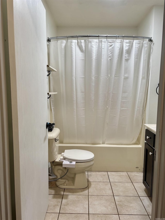 177 Timberlane, Dierks, AR 71833 - bathroom featuring toilet, tile patterned floors, shower / tub combo with curtain, and vanity