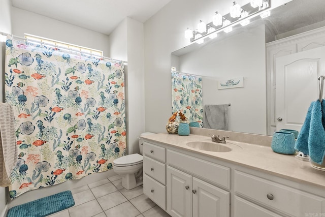 3720 Mcconnell Dr, Conway, AR 72034 - full bathroom featuring tile patterned floors, vanity, toilet, and a shower with shower curtain