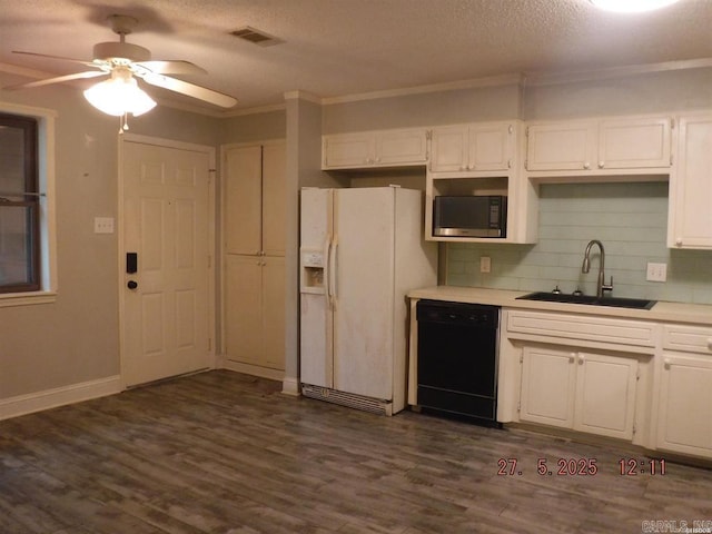 109 Indian Hls Unit C10, Hot Springs, AR 71913 - kitchen featuring black dishwasher, white refrigerator with ice dispenser, a sink, built in microwave, and light countertops