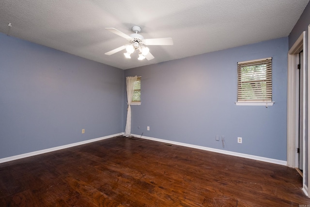 3400 Millbrook Rd, Little Rock, AR 72227 - empty room featuring a ceiling fan, baseboards, and dark wood-style flooring