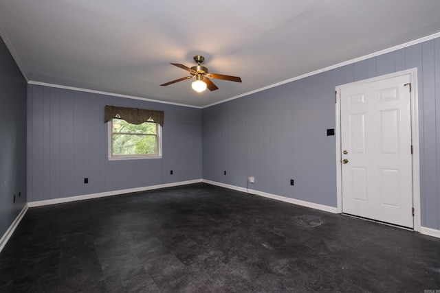 3400 Millbrook Rd, Little Rock, AR 72227 - unfurnished room featuring crown molding, ceiling fan, and baseboards