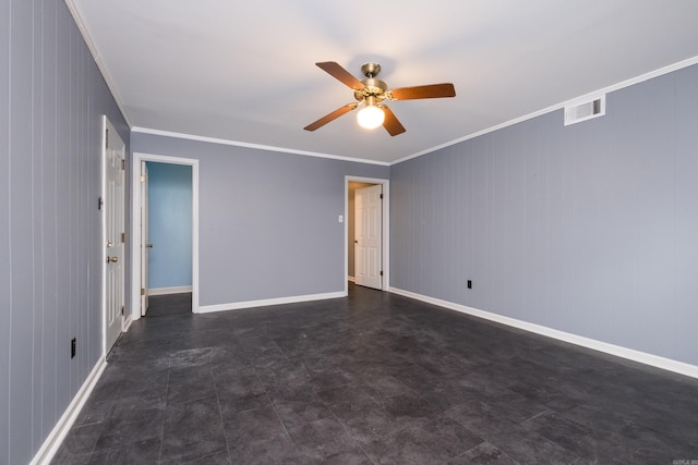 3400 Millbrook Rd, Little Rock, AR 72227 - spare room with crown molding, ceiling fan, and baseboards