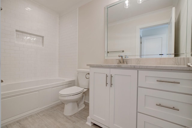 9 Quartz Cv, Little Rock, AR 72223 - full bathroom featuring toilet, vanity, shower / bath combination, and wood finished floors