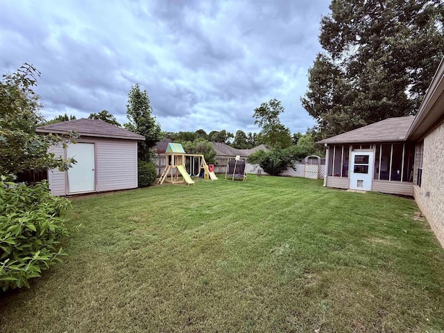 7 Butterfly Dr, Sherwood, AR 72120 - view of yard with a sunroom and a playground