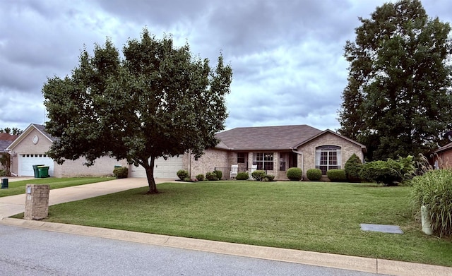 7 Butterfly Dr, Sherwood, AR 72120 - ranch-style home featuring concrete driveway, a garage, a front yard, and brick siding