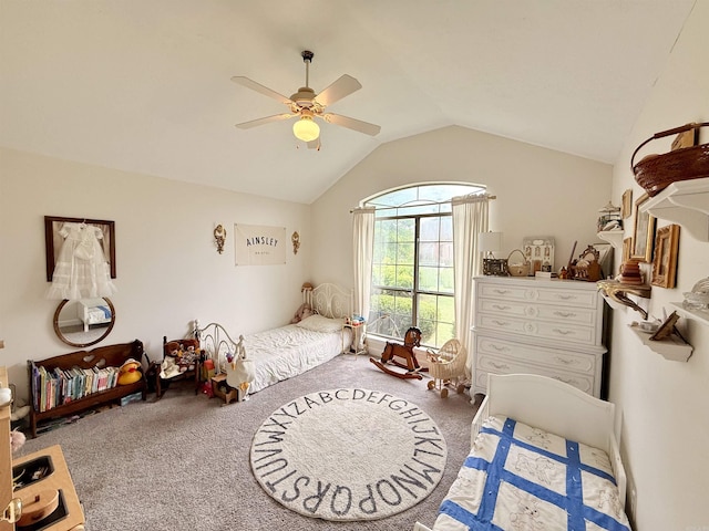 7 Butterfly Dr, Sherwood, AR 72120 - carpeted bedroom with vaulted ceiling and ceiling fan