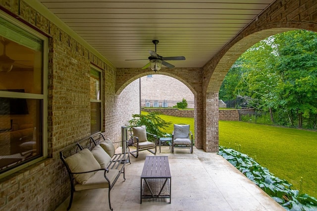 1517 Wetherborne Dr, Little Rock, AR 72211 - view of patio / terrace with ceiling fan and outdoor lounge area