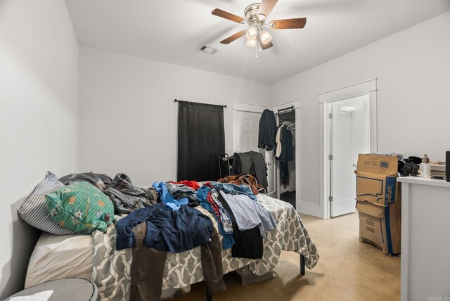 1 Park St Unit A & B, Mayflower, AR 72106 - bedroom featuring ceiling fan, concrete flooring, and a closet