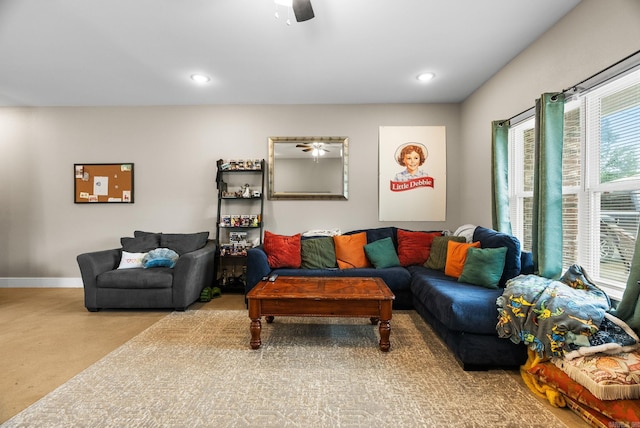 1 Park St Unit A & B, Mayflower, AR 72106 - living area with ceiling fan, baseboards, and recessed lighting