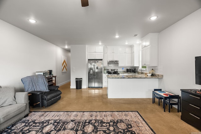 1 Park St Unit A & B, Mayflower, AR 72106 - living room with concrete floors, recessed lighting, and a ceiling fan