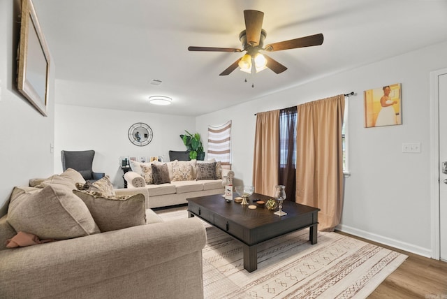 30 Center St Unit A & B, Mayflower, AR 72106 - living room with a ceiling fan, light wood-style floors, and baseboards