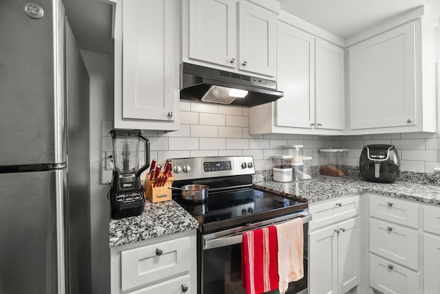 30 Center St Unit A & B, Mayflower, AR 72106 - kitchen with appliances with stainless steel finishes, under cabinet range hood, and white cabinetry