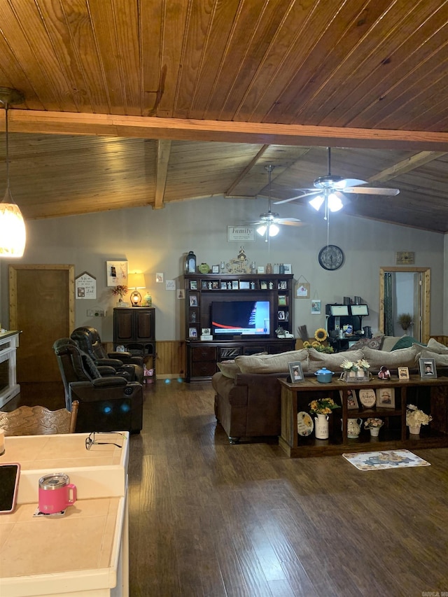 160 Ouachita 476, Camden, AR 71701 - living room with wood ceiling, wood finished floors, and ceiling fan