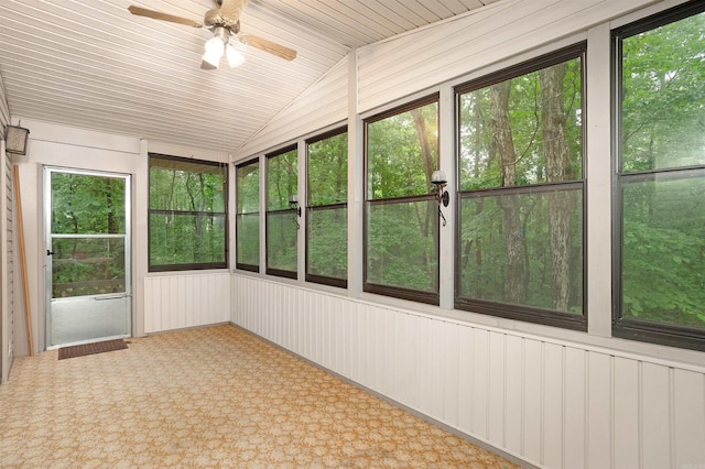 23 Valls Ln, Hot Springs, AR 71909 - unfurnished sunroom with a ceiling fan and lofted ceiling