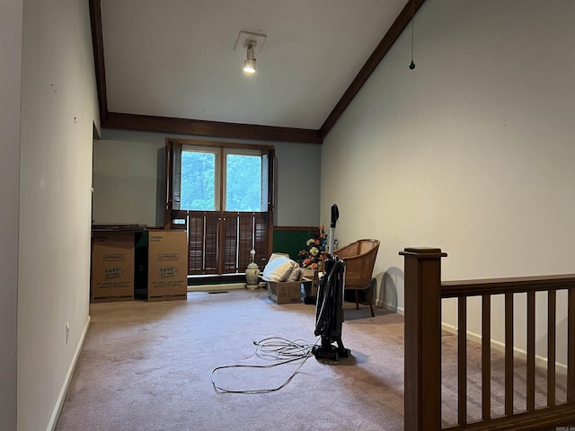 17003 Quail Run Dr, Little Rock, AR 72210 - bedroom with vaulted ceiling, carpet flooring, baseboards, and crown molding