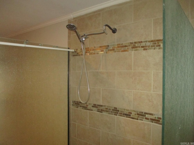 13 Cevico Ln, Hot Springs Village, AR 71909 - bathroom with crown molding and tiled shower