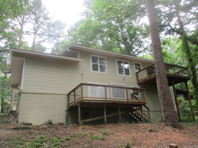 13 Cevico Ln, Hot Springs Village, AR 71909 - rear view of property featuring a wooden deck and stairway