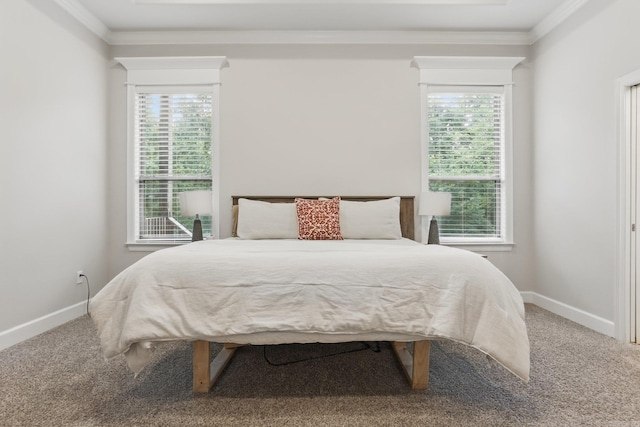 1045 Boulder Dr, Little Rock, AR 72210 - bedroom with carpet floors, ornamental molding, and multiple windows