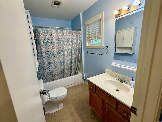 9925 Dublin Dr, Shannon Hills, AR 72103 - full bathroom with toilet, vanity, tile patterned flooring, and shower / bathtub combination with curtain